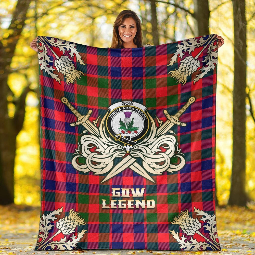 Clan Gow of Skeoch Tartan Gold Courage Symbol Blanket IF86 Clan Gow Tartan Today