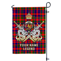 Custom Name Clan Gow Modern Tartan Garden Flag with Clan Crest and the Golden Sword of Courageous Legacy AE35