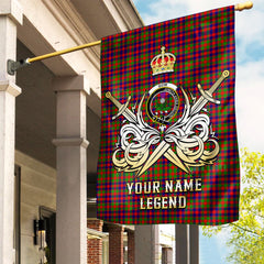 Custom Name Clan Gow of Skeoch Tartan Garden Flag with Clan Crest and the Golden Sword of Courageous Legacy IL85