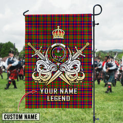 Personalized Custom Name Clan Gow of Skeoch Tartan Garden Flag with Clan Crest and the Golden Sword of Courageous Legacy IL85 - Gow of Skeoch Tartan Design, Scottish Heritage Gift