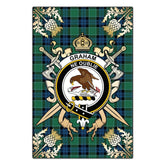 Clan Clan Graham of Menteith Ancient Tartan Crest Black Garden Flag - Gold Thistle JZ99 Clan Graham Tartan Today
