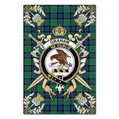 Clan Clan Graham of Menteith Ancient Tartan Crest Black Garden Flag - Gold Thistle JZ99 Clan Graham Tartan Today