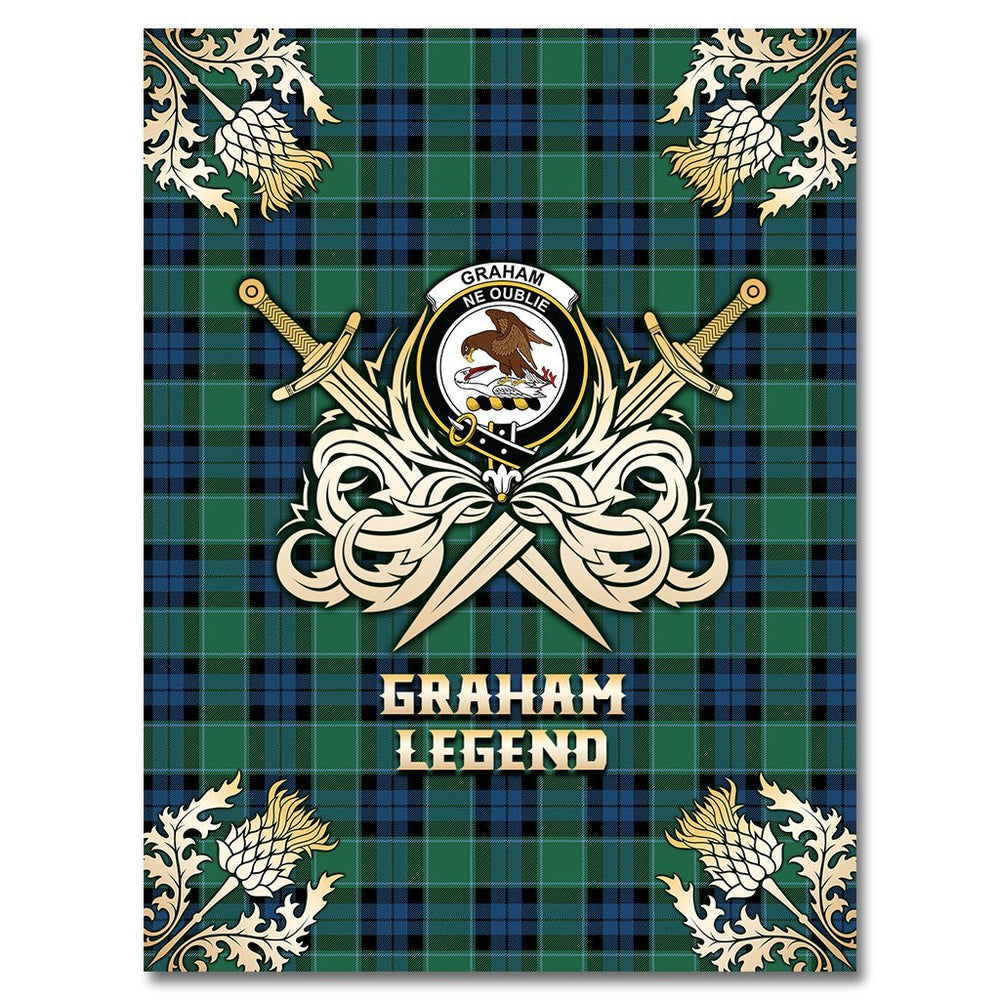 Clan Graham of Menteith Ancient Tartan Gold Courage Symbol Blanket AU86 Clan Graham Tartan Today
