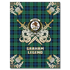 Clan Graham of Menteith Ancient Tartan Gold Courage Symbol Blanket AU86 Clan Graham Tartan Today