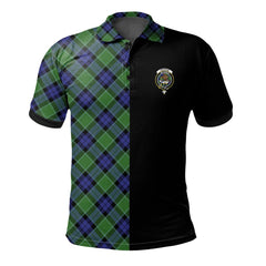 Clan Graham of Menteith Modern Tartan Polo Shirt Half of Me - Cross Style VF64 Graham of Menteith Modern Tartan Tartan Polo