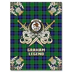 Clan Graham of Menteith Modern Tartan Gold Courage Symbol Blanket XL40 Clan Graham Tartan Today