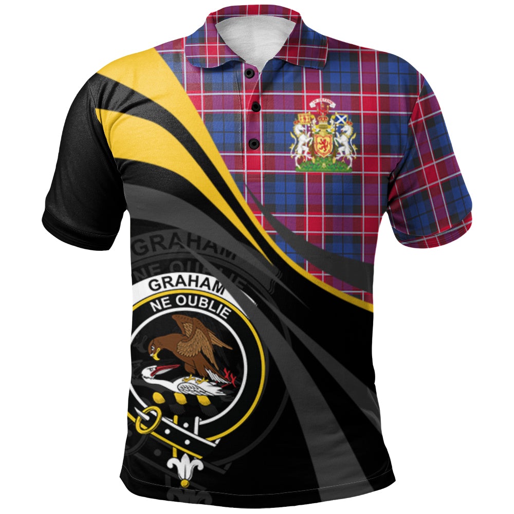 Clan Graham of Menteith Red 02 Tartan Polo Shirt - Royal Coat Of Arms Style YK58 Graham of Menteith Red 02 Tartan Tartan Polo