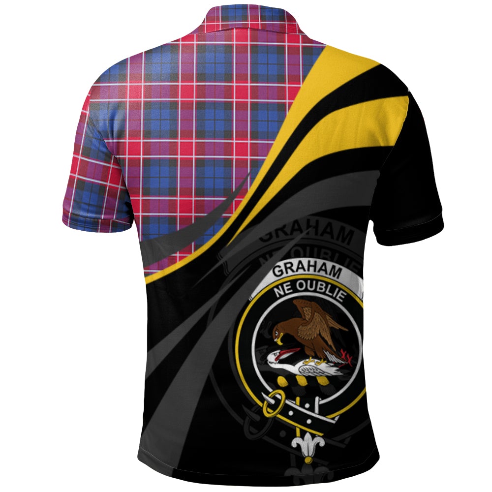 Clan Graham of Menteith Red 02 Tartan Polo Shirt - Royal Coat Of Arms Style YK58 Graham of Menteith Red 02 Tartan Tartan Polo