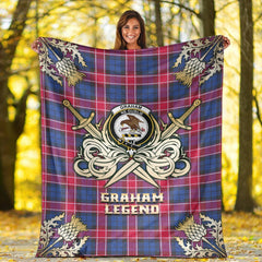 Clan Graham of Menteith Red Tartan Gold Courage Symbol Blanket ML17 Clan Graham Tartan Today