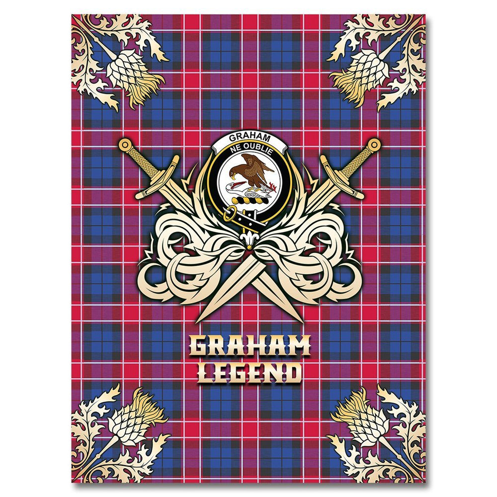 Clan Graham of Menteith Red Tartan Gold Courage Symbol Blanket ML17 Clan Graham Tartan Today