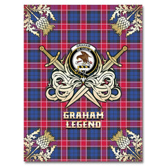 Clan Graham of Menteith Red Tartan Gold Courage Symbol Blanket ML17 Clan Graham Tartan Today