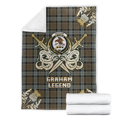 Clan Graham of Menteith Weathered Tartan Gold Courage Symbol Blanket KV23 Clan Graham Tartan Today