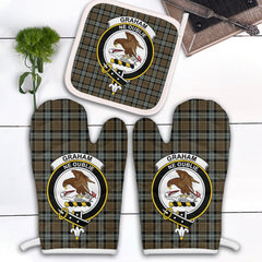 Clan Graham Of Menteith Weathered Tartan Crest Oven Mitt And Pot Holder (2 Oven Mitts + 1 Pot Holder) SY16 Clan Graham Tartan Today