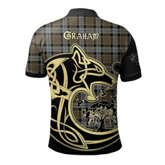 Clan Graham of Menteith Weathered Tartan Polo Shirt Viking Wolf KG10 Graham of Menteith Weathered Tartan Tartan Polo
