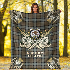 Clan Graham of Menteith Weathered Tartan Gold Courage Symbol Blanket KV23 Clan Graham Tartan Today