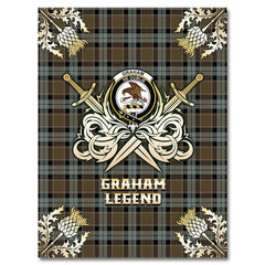 Clan Graham of Menteith Weathered Tartan Gold Courage Symbol Blanket KV23 Clan Graham Tartan Today