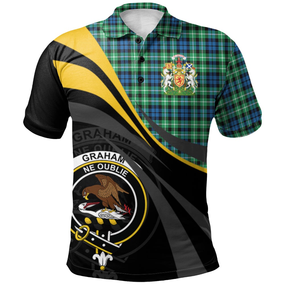 Clan Graham of Montrose Ancient Tartan Polo Shirt - Royal Coat Of Arms Style EQ40 Graham of Montrose Ancient Tartan Tartan Polo