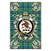 Clan Graham of Montrose Ancient Tartan Crest Black Garden Flag - Gold Thistle GM71 Clan Rose Tartan Today