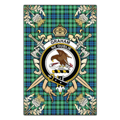 Clan Graham of Montrose Ancient Tartan Crest Black Garden Flag - Gold Thistle GM71 Clan Rose Tartan Today