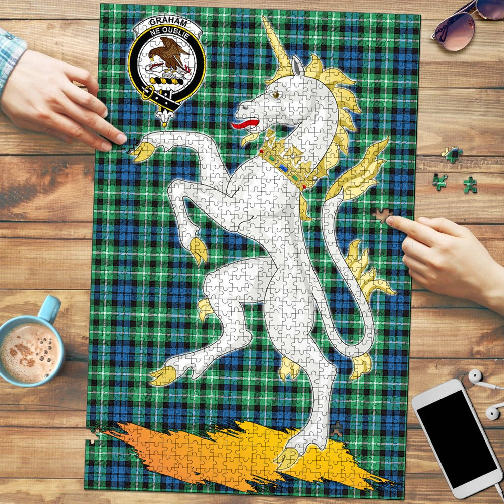Clan Graham of Montrose Ancient Tartan Crest Unicorn Scotland Jigsaw Puzzles Gift For Family OP11 Clan Rose Tartan Today