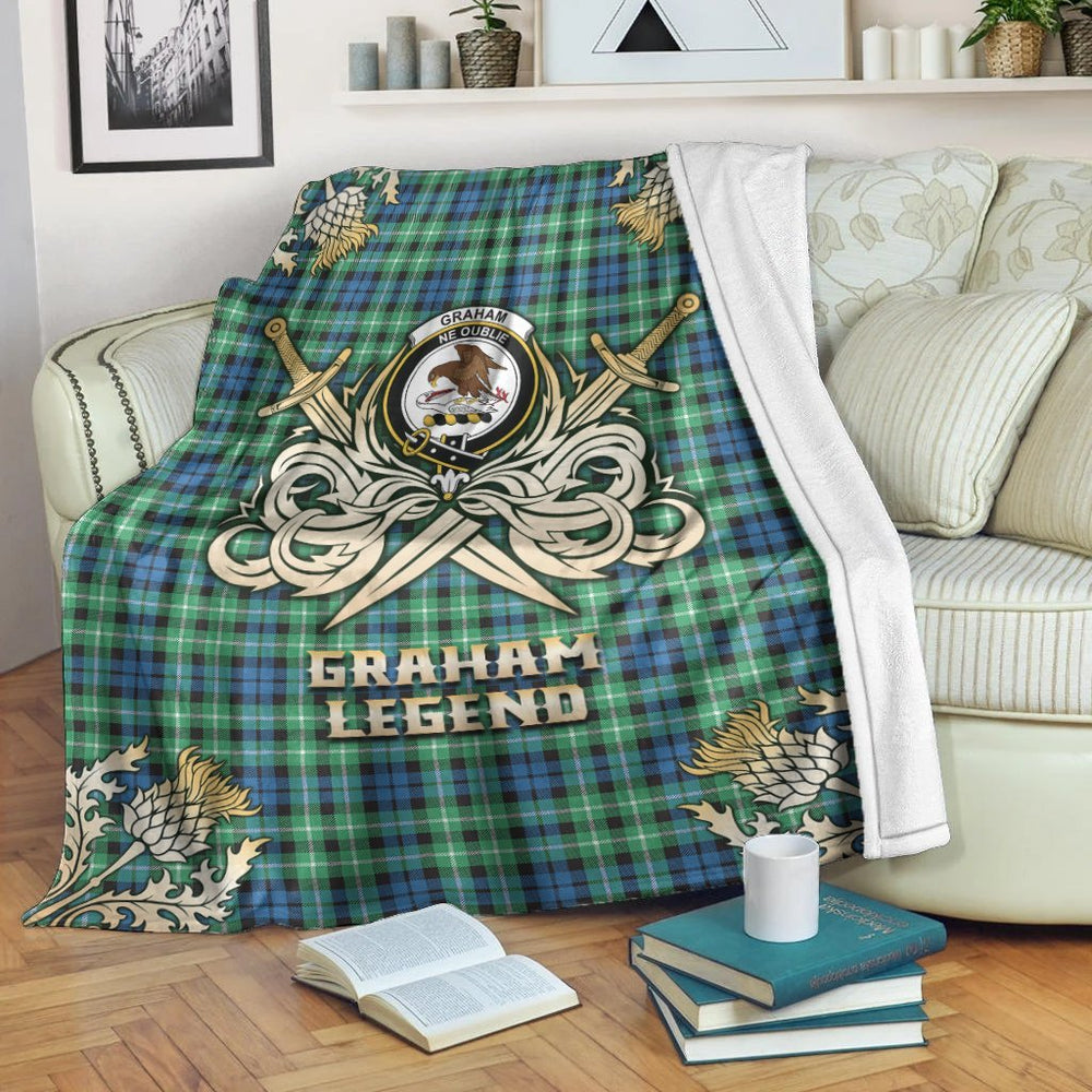 Clan Graham of Montrose Ancient Tartan Gold Courage Symbol Blanket OH87 Clan Rose Tartan Today