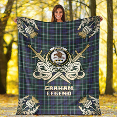 Clan Graham of Montrose Modern Tartan Gold Courage Symbol Blanket HQ40 Clan Rose Tartan Today