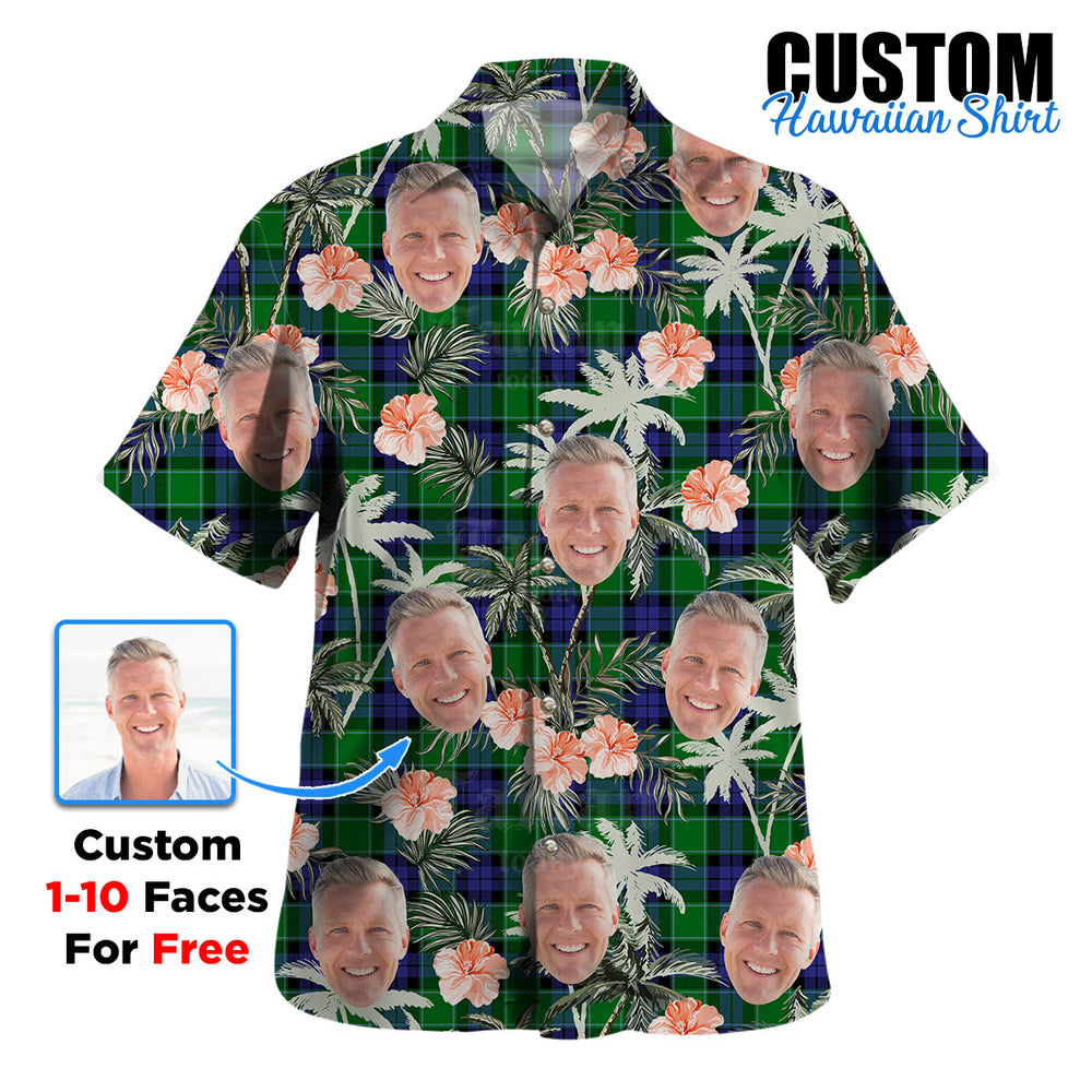 Clan Graham of Menteith Modern Tartan Custom Face Hawaiian Shirt – Unisex Gift for Family Members, Summer Party CB46 Graham of Menteith Modern Tartan Tartan Hawaii Shirt