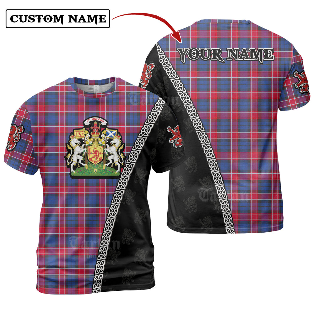 Graham of Menteith Red Tartan Shirt with Scotland Coat of Arms & Custom Name BR50