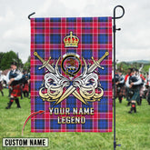 Personalized Custom Name Clan Graham of Menteith Red Tartan Garden Flag with Clan Crest and the Golden Sword of Courageous Legacy CE63 - Graham of Menteith Red Tartan Design, Scottish Heritage Gift