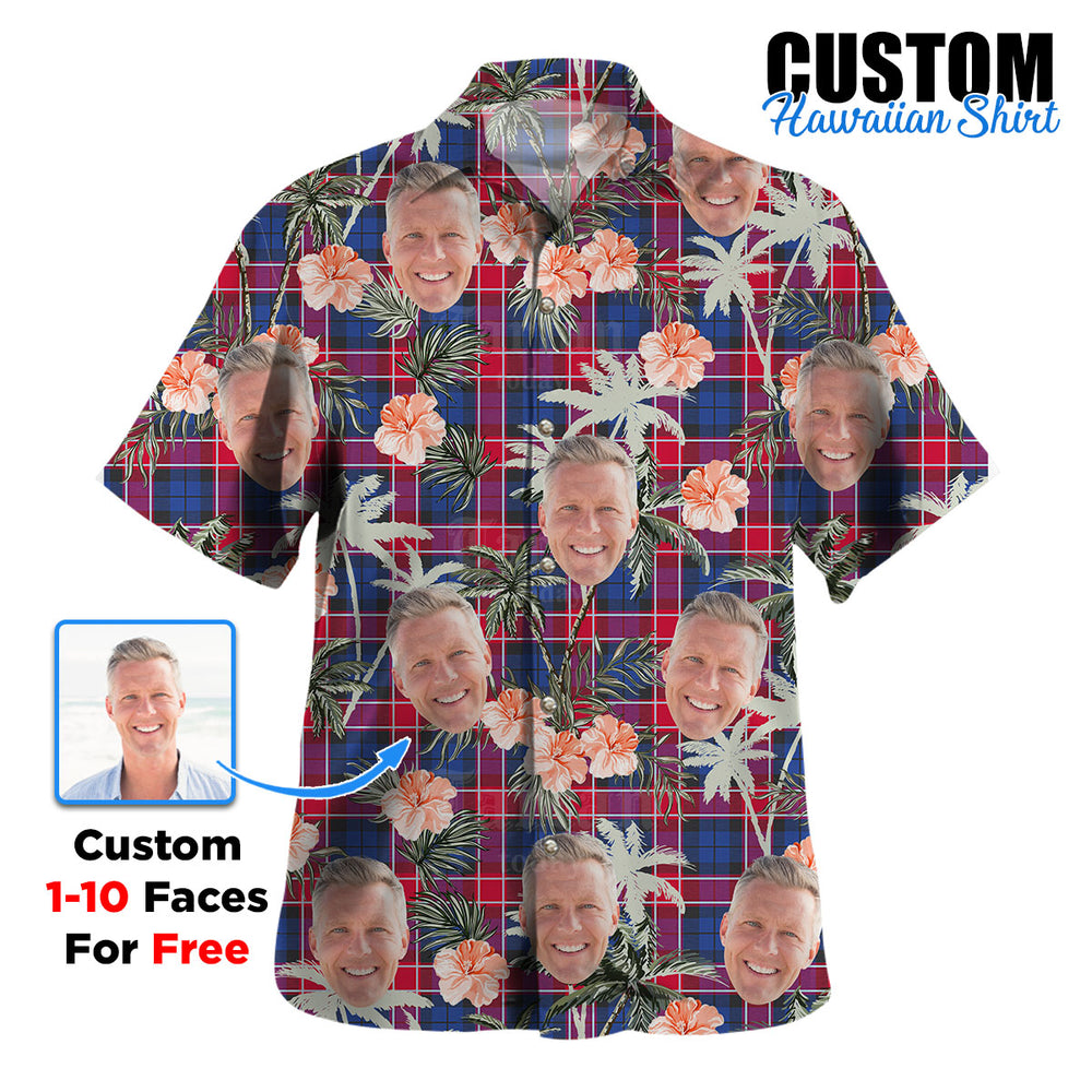 Clan Graham of Menteith Red Tartan Custom Face Hawaiian Shirt – Unisex Gift for Family Members, Summer Party WL77 Graham of Menteith Red Tartan Tartan Hawaii Shirt