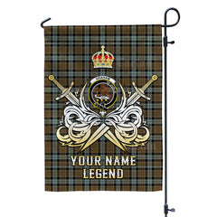 Custom Name Clan Graham of Menteith Weathered Tartan Garden Flag with Clan Crest and the Golden Sword of Courageous Legacy HX73