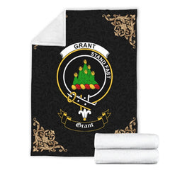 Clan Grant Crest Tartan Premium Blanket Black MC84 Clan Grant Tartan Today