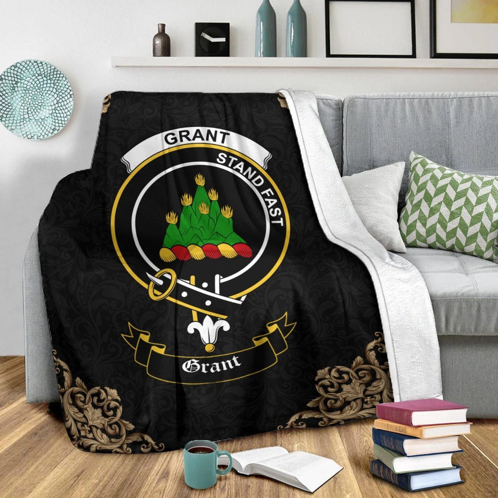 Clan Grant Crest Tartan Premium Blanket Black MC84 Clan Grant Tartan Today