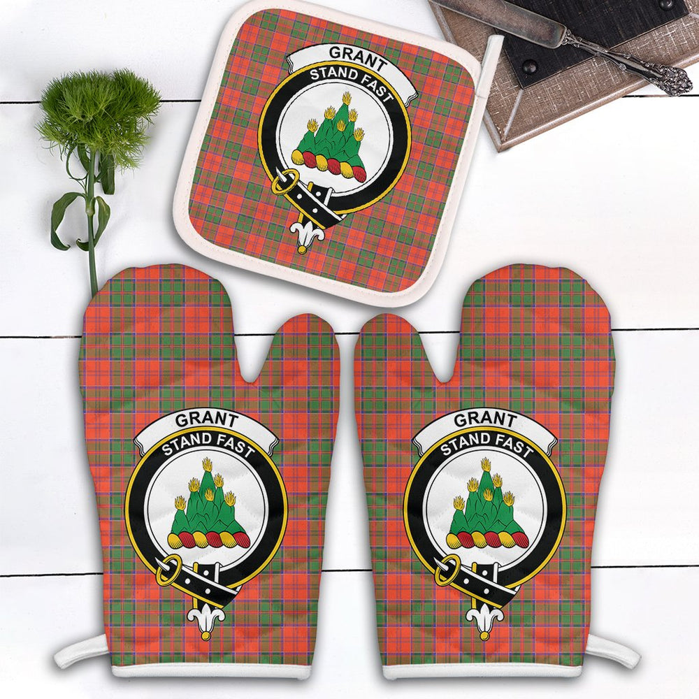 Clan Grant Ancient Tartan Crest Oven Mitt And Pot Holder (2 Oven Mitts + 1 Pot Holder) MU98 Clan Grant Tartan Today