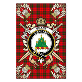 Clan Grant Modern Tartan Crest Black Garden Flag - Gold Thistle QF76 Clan Grant Tartan Today