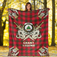 Clan Grant Modern Tartan Gold Courage Symbol Blanket ZA95 Clan Grant Tartan Today