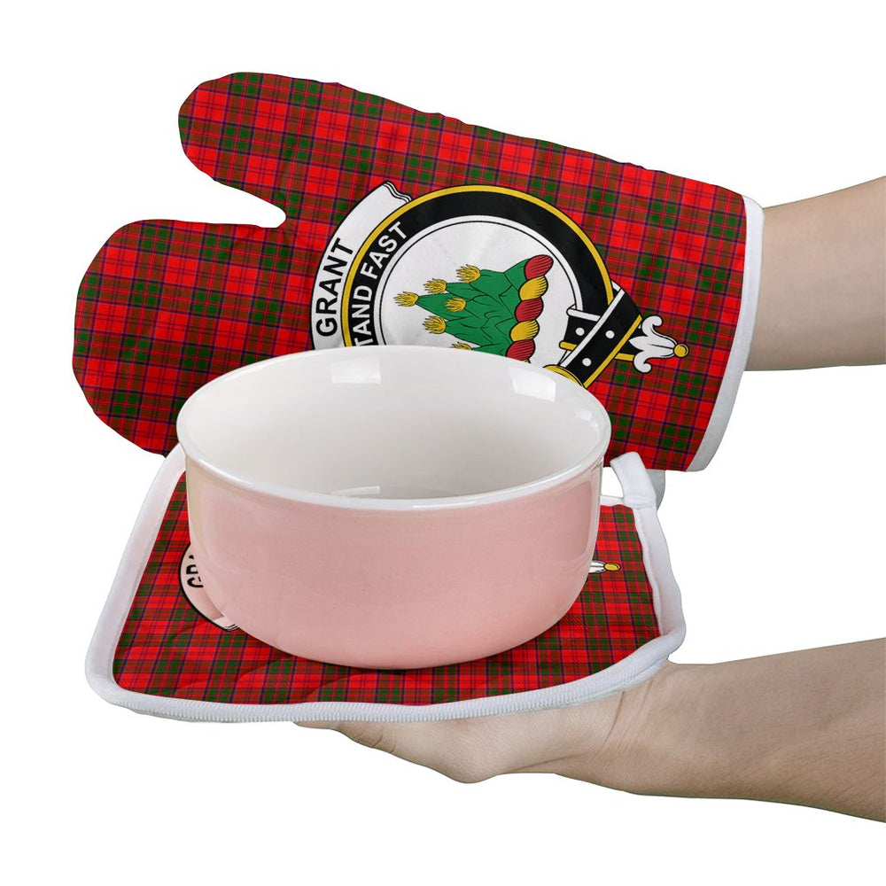 Clan Grant Modern Tartan Crest Oven Mitt And Pot Holder (2 Oven Mitts + 1 Pot Holder) DY64 Clan Grant Tartan Today