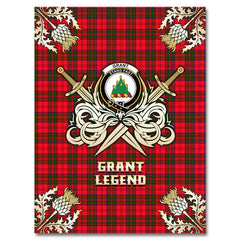 Clan Grant Modern Tartan Gold Courage Symbol Blanket ZA95 Clan Grant Tartan Today