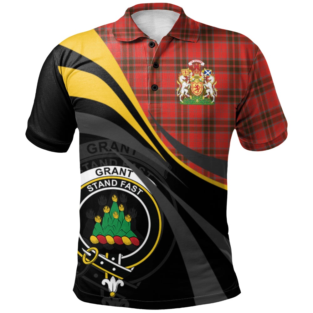 Clan Grant Weathered Tartan Polo Shirt - Royal Coat Of Arms Style VX59 Grant Weathered Tartan Tartan Polo