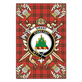 Clan Grant Weathered Tartan Crest Black Garden Flag - Gold Thistle WF89 Clan Grant Tartan Today