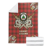 Clan Grant Weathered Tartan Gold Courage Symbol Blanket IT13 Clan Grant Tartan Today