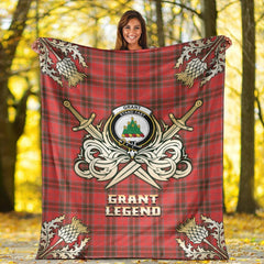 Clan Grant Weathered Tartan Gold Courage Symbol Blanket IT13 Clan Grant Tartan Today