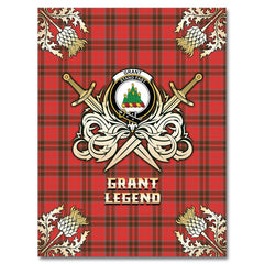 Clan Grant Weathered Tartan Gold Courage Symbol Blanket IT13 Clan Grant Tartan Today