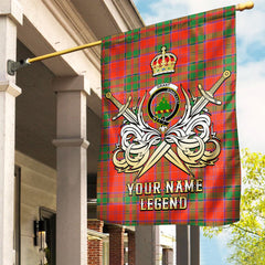 Custom Name Clan Grant Ancient Tartan Garden Flag with Clan Crest and the Golden Sword of Courageous Legacy CG68