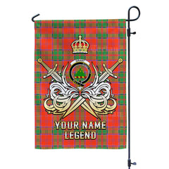 Custom Name Clan Grant Ancient Tartan Garden Flag with Clan Crest and the Golden Sword of Courageous Legacy CG68