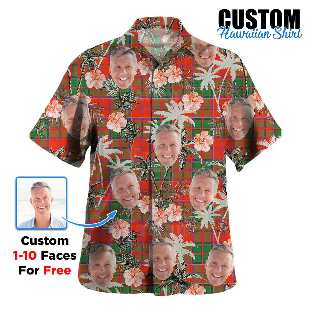 Clan Grant Ancient Tartan Custom Face Hawaiian Shirt – Unisex Gift for Family Members, Summer Party OC60 Grant Ancient Tartan Tartan Hawaii Shirt