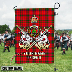 Personalized Custom Name Clan Grant Modern Tartan Garden Flag with Clan Crest and the Golden Sword of Courageous Legacy JG97 - Grant Modern Tartan Design, Scottish Heritage Gift
