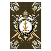 Clan Gray Tartan Crest Black Garden Flag - Gold Thistle JO69 Clan Gray Tartan Today