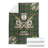 Clan Gray Hunting Tartan Gold Courage Symbol Blanket CO92 Clan Gray Tartan Today