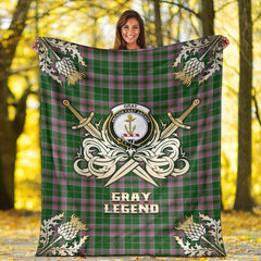 Clan Gray Hunting Tartan Gold Courage Symbol Blanket CO92 Clan Gray Tartan Today